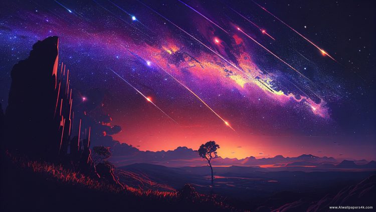 Shooting stars AI wallpaper